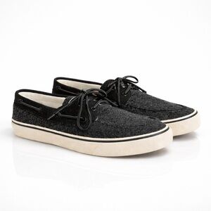 NWOT Sperry Top-Sider Bahama 2-Eye Wool Boat Shoes Men’s 8M Black Felt Sneakers